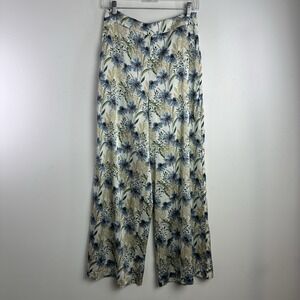 Anthropologie En Saison Dahlia Botanical Print Wide-Leg Pants Medium Satin